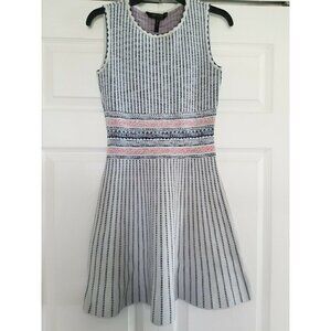 BCBGMAXAZRIA Wilma Knit Sleeveless Fit&Flare Dress Gray Blue Orange Womens SzXXS
